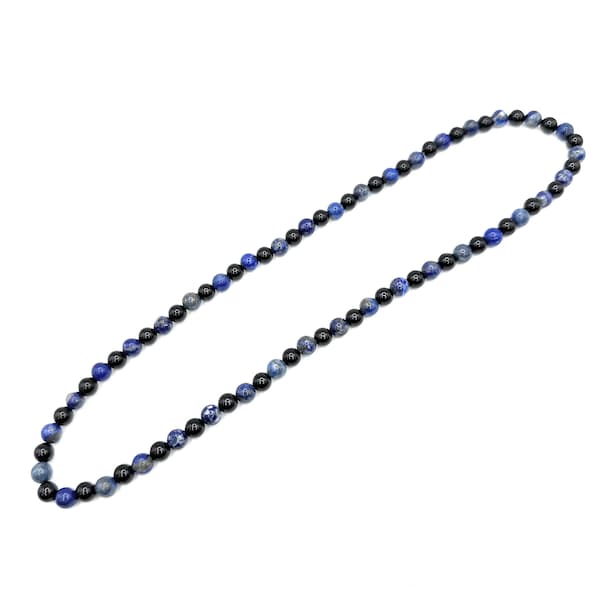 Lapis Lazuli, Black Onyx Beaded Necklace - 6mm, Women's Necklace, Men's Necklace, Grounding, Protection, Confidence, Onyx, Growth, Stretch