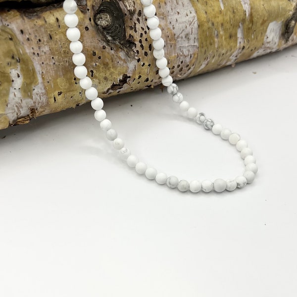 White Bead Necklace Etsy
