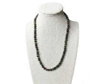 Dragon Blood Jasper Beaded Stretch Necklace 6mm — Strength, Courage & Spiritual Beauty • No Clasp