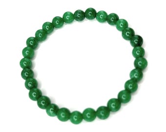 Emerald Green Quartz Beaded Stretch Bracelet 6mm • No Clasp • Renewal & Calm Crystal Jewelry • Handmade