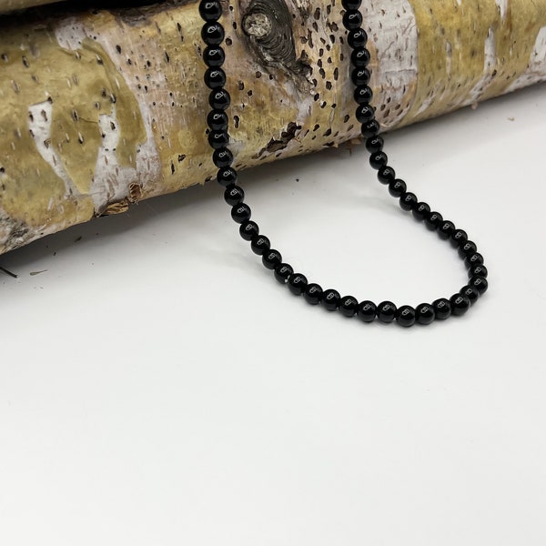 Black Stone Necklace Etsy