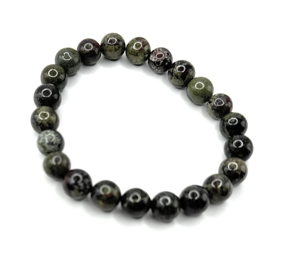 Dragon Blood Jasper Beaded Stretch Bracelet 8mm — Strength, Courage &amp; Spiritual Beauty • No Clasp