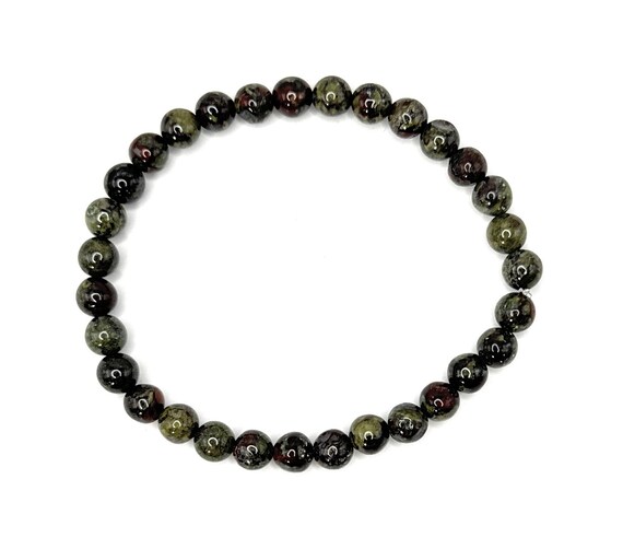 Dragon Blood Jasper Beaded Stretch Bracelet 6mm — Strength, Courage & Spiritual Beauty • No Clasp