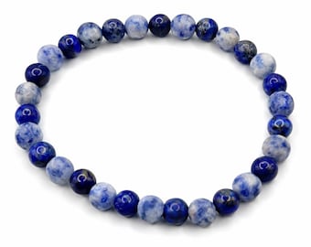 Lapis Lazuli Matte Sodalite Stretch Bracelet 6mm • Insight Calm Crystal Jewelry