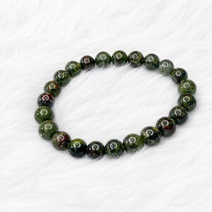 Dragon Blood Jasper Beaded Stretch Bracelet 8mm — Strength, Courage & Spiritual Beauty • No Clasp image 2
