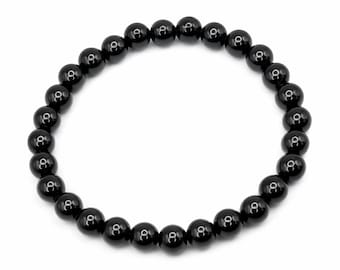 Black Onyx Beaded Stretch Bracelet 6mm | Grounding Gemstone Jewelry | Handmade, Protection, Crystal Gift