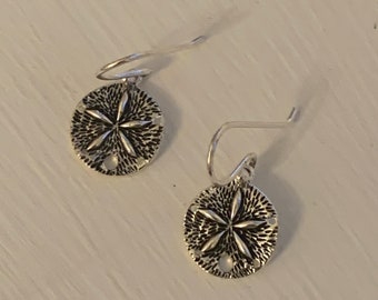 Sand Dollar Silver Earrings, Dangly Beach Earrings, Summer Jewelry, Simple Beach Earrings, Gifts for Her, Summer Presents, SHIPS FREE!