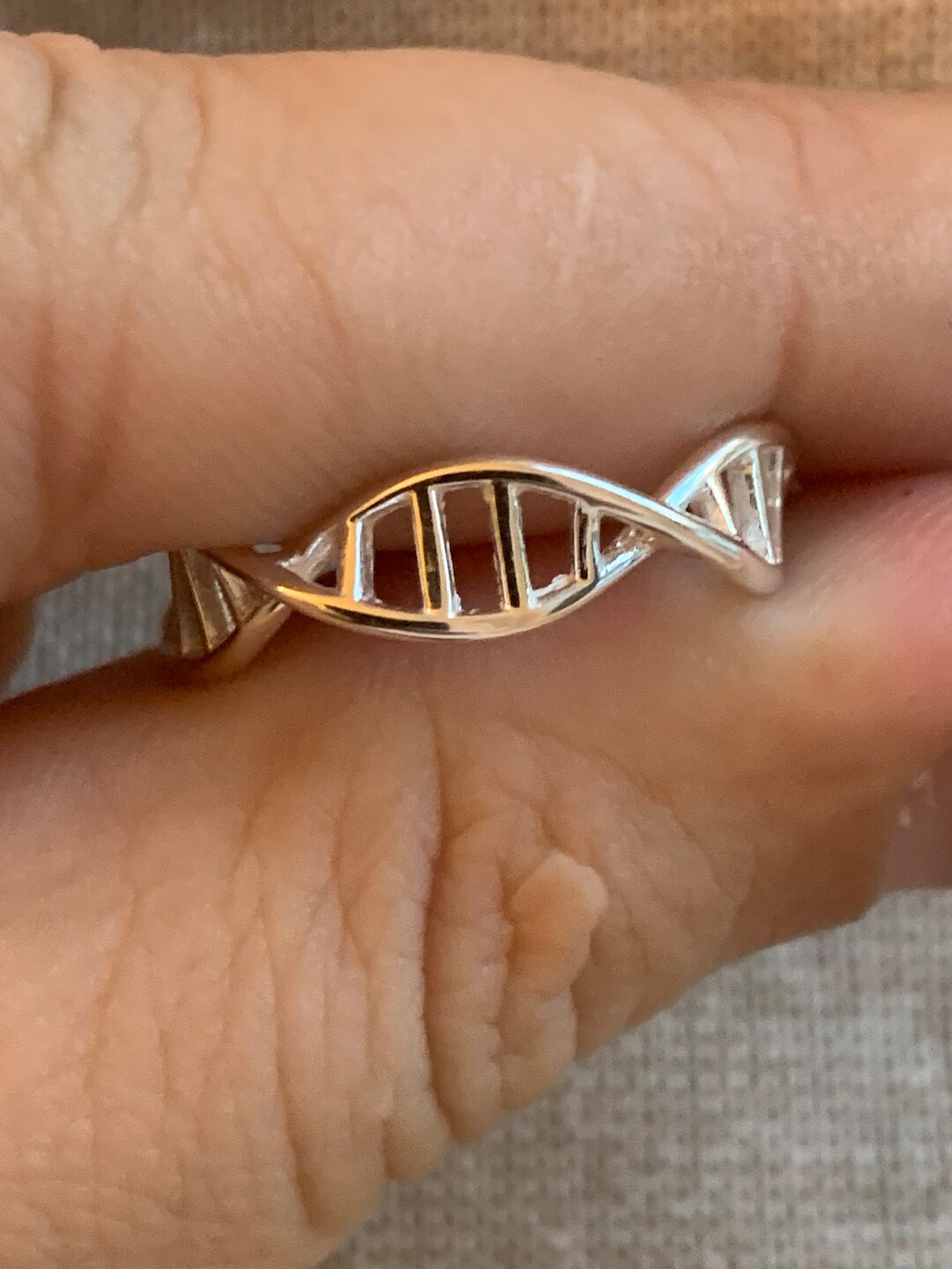 DNA Strand Ring Sterling Silver Genome Ring Silver DNA Band Etsy
