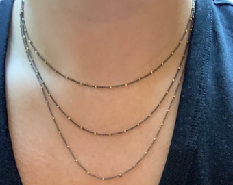 Thin Dainty Chain Necklace, Available in All Metals Including Sterling Silver .925, Oxidized Silver or Gold, Layering Necklace, SHIPS FREE!