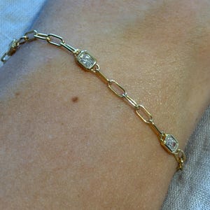 Gold Plated Silver Rectangular Station Bracelet