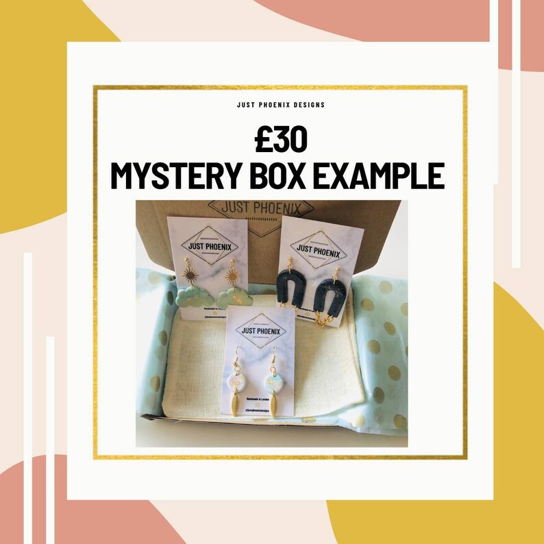 Mystery Box Polymer clay Earrings Surprise box Letterbox gift Birthday Gift for friendSurprise gift for her