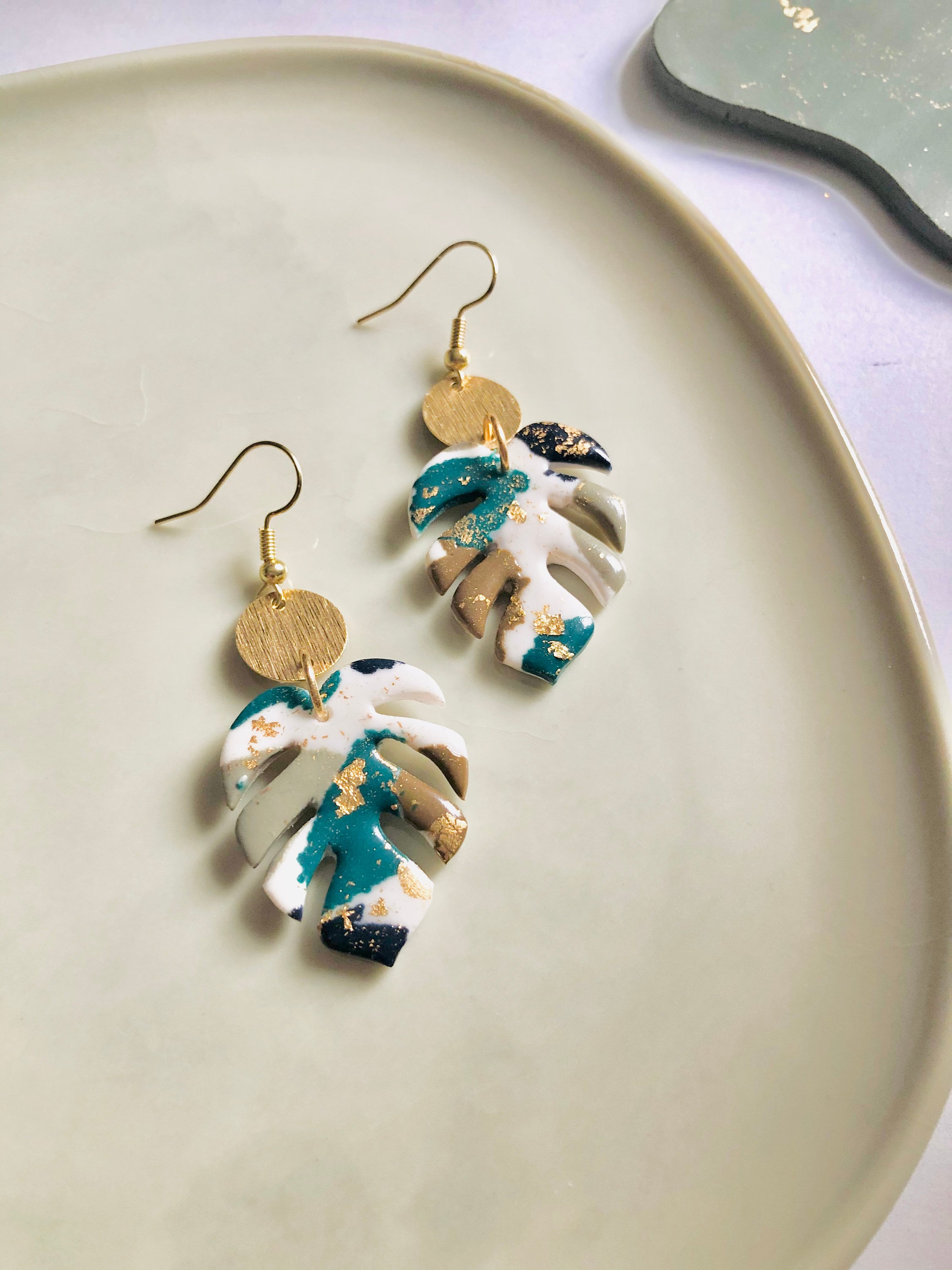 Halle/ Polymer Clay Statement Earrings/ Gift for her/ Gold plated