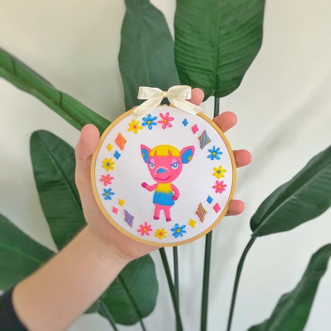 Fuchsia ACNH 5 Embroidery Hoop W/ Border Etsy