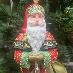 KSA 9&quot; Old Father Santa Claus Christmas Kurt Adler Ornament Collectibles Victorian Robe Ornate Collectible Tassel Red Gold Vintage Rare Gift