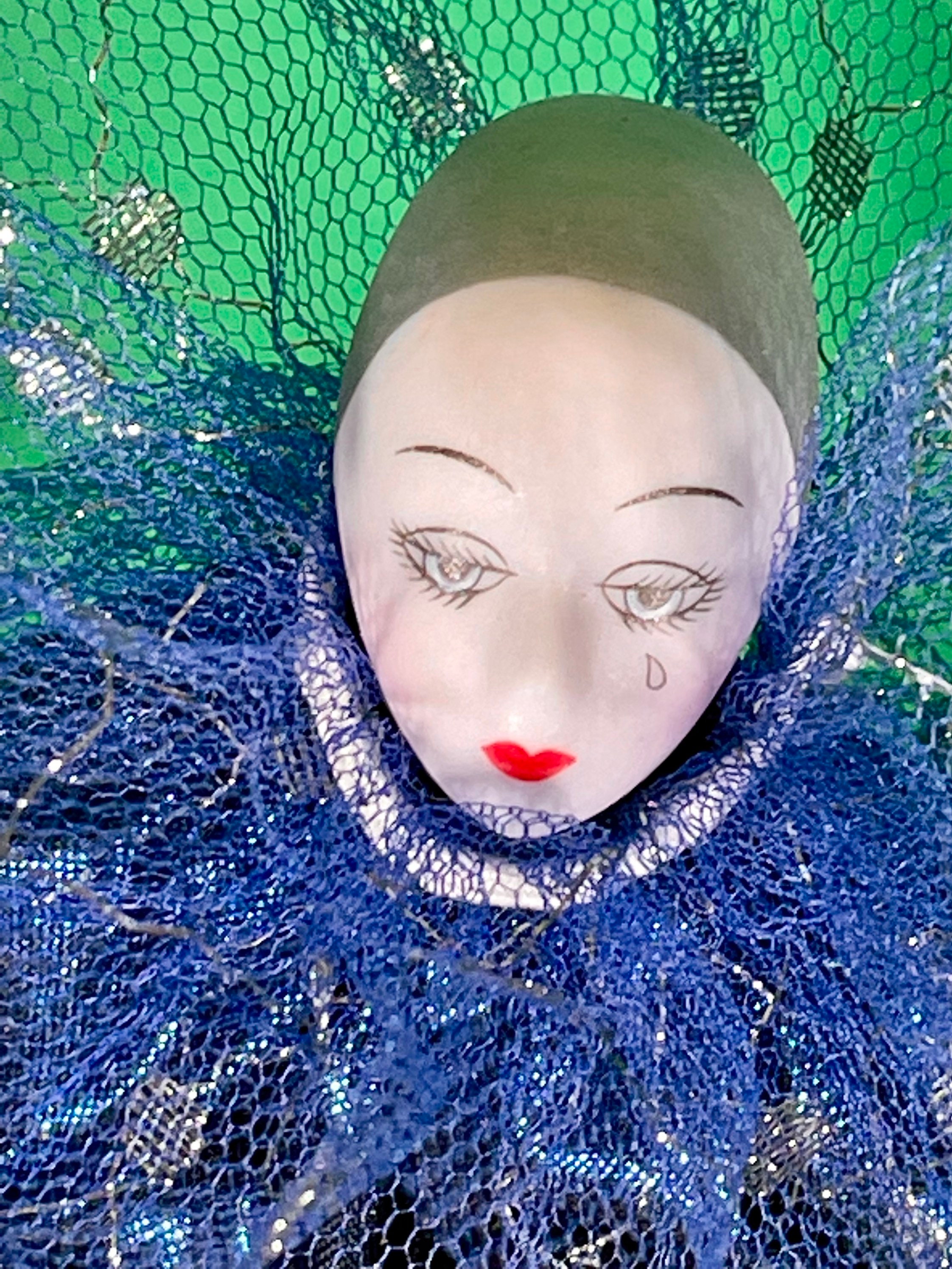 Boîte à Bijoux Ou Encrier Vintage Pierrot Clown En Céramique - Art Déco Années 1910