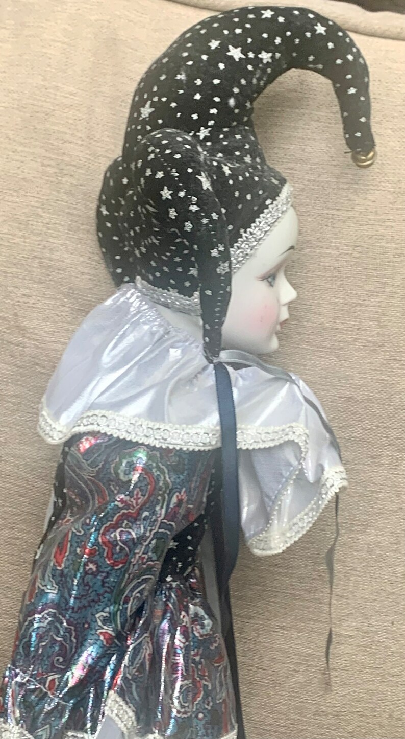 Vintage 80's Jester Clown Doll Clown Porcelain Black Etsy