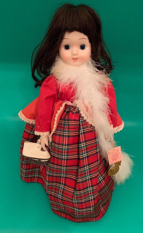 Vintage Brinn s 16 Doll Collectible Porcelain Musical Edition Plaid Red Winter Snow Skates 1989 Holiday Christmas Toy Collectibles Dolls Etsy