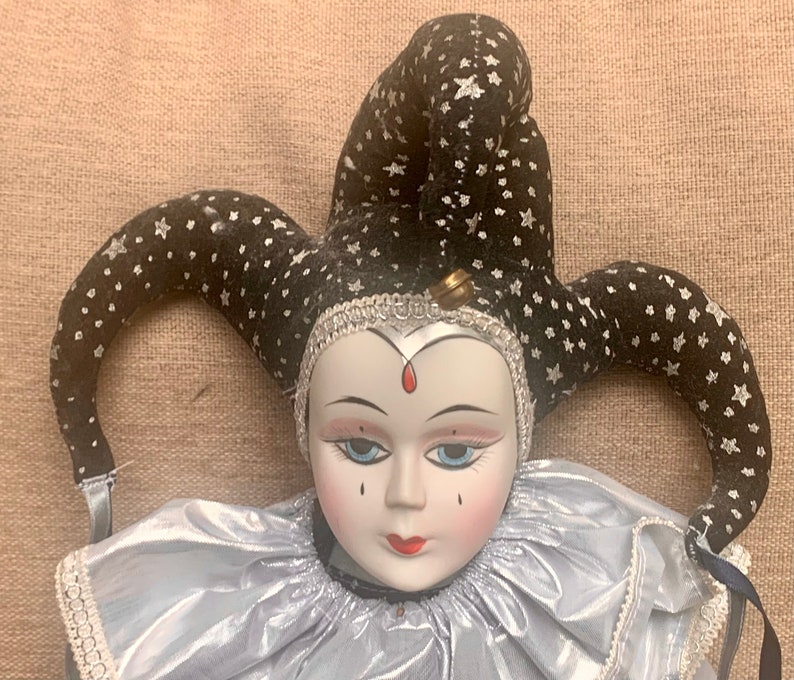 Vintage 80's Jester Clown Doll Clown Porcelain Black Etsy