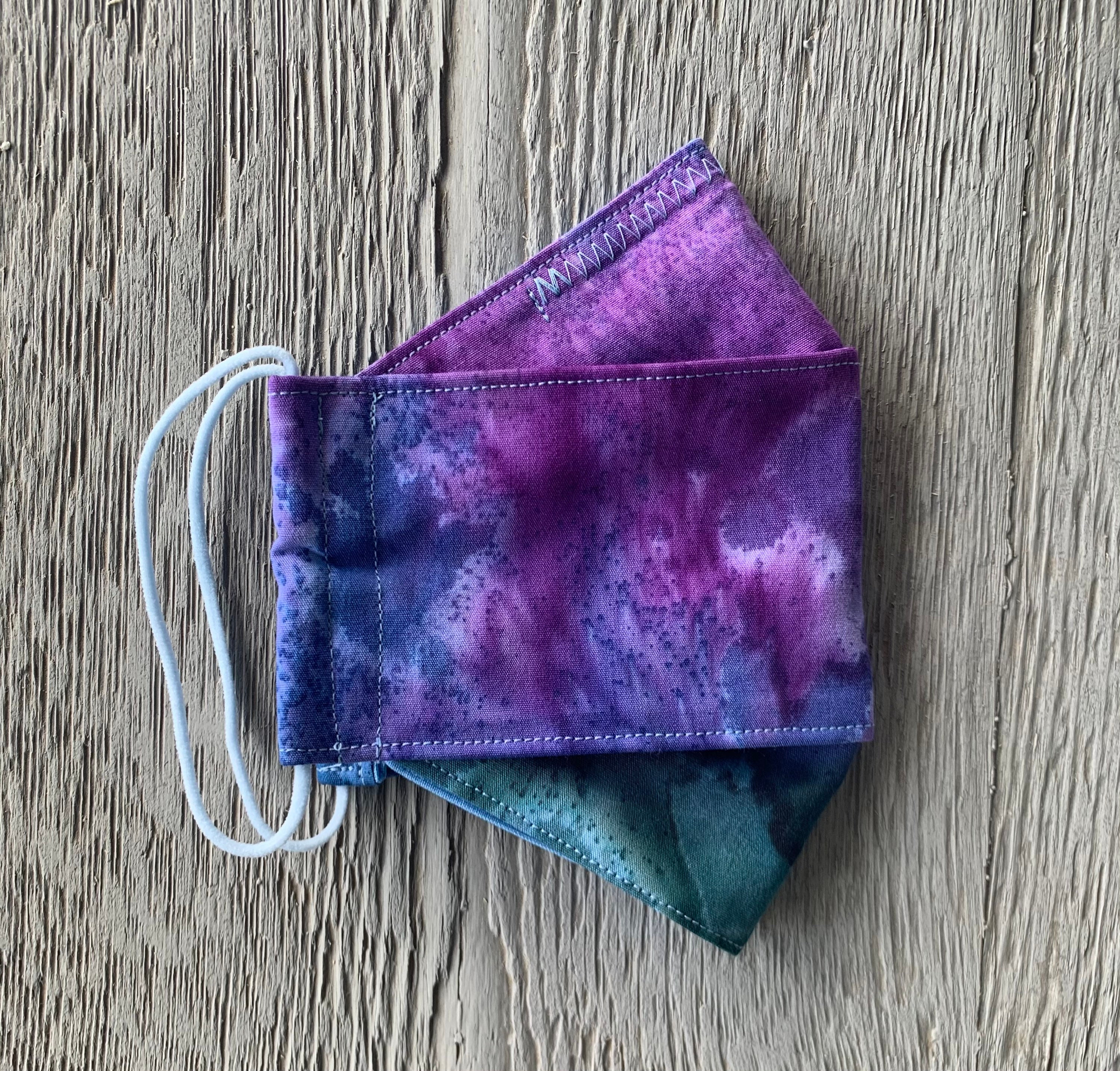 Blue/Green/Purple Batik!Adult, Kids and Toddlers Face Mask - 3-Fabric…