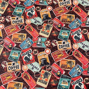 Coffee!  100% Cotton Fabric