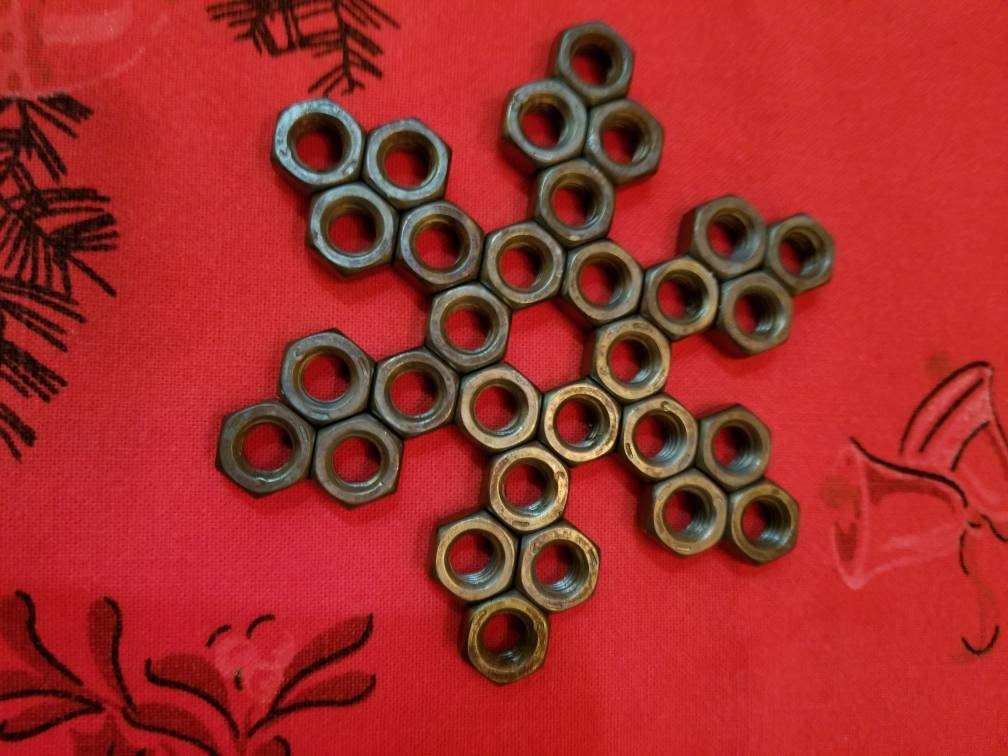 Snowflake Ornament Created of Hex Nuts Etsy