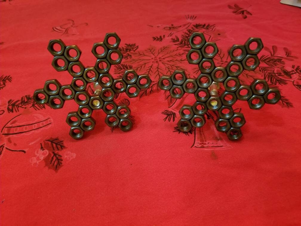 Snowflake Ornament Created of Hex Nuts Etsy