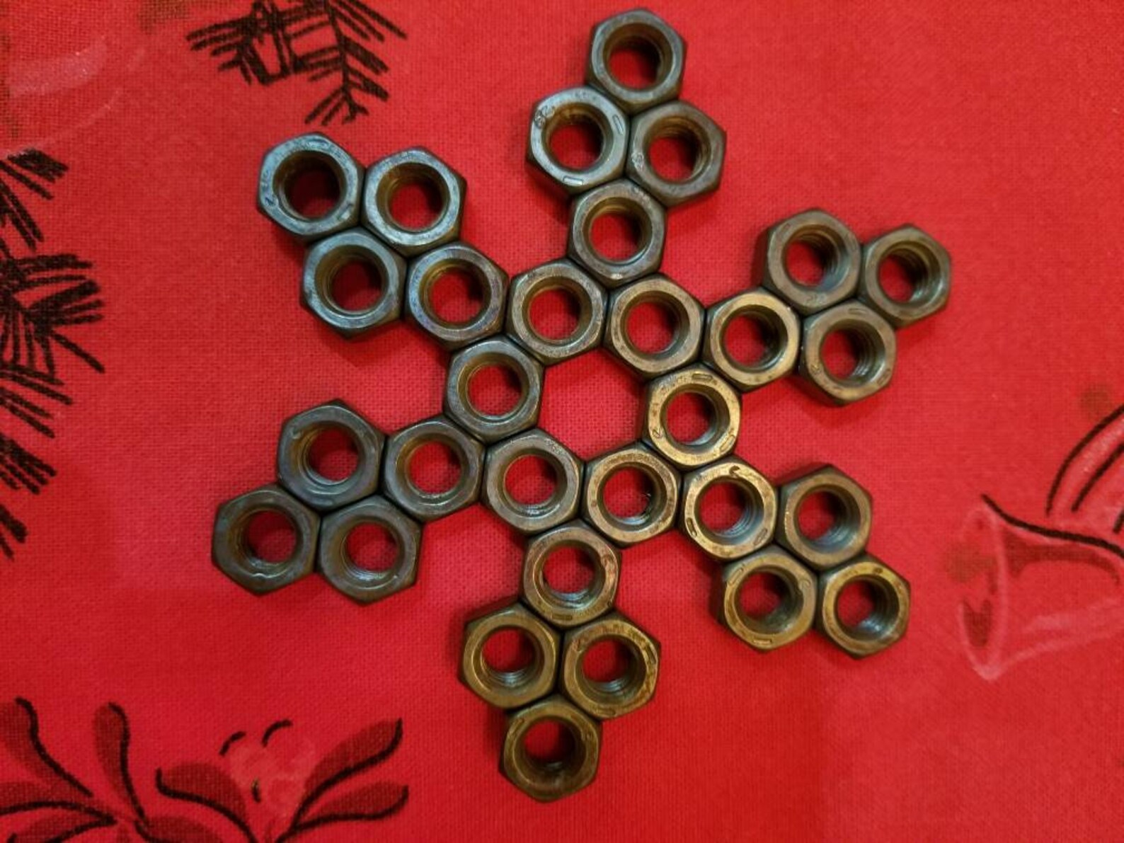 Snowflake Ornament Created of Hex Nuts Etsy