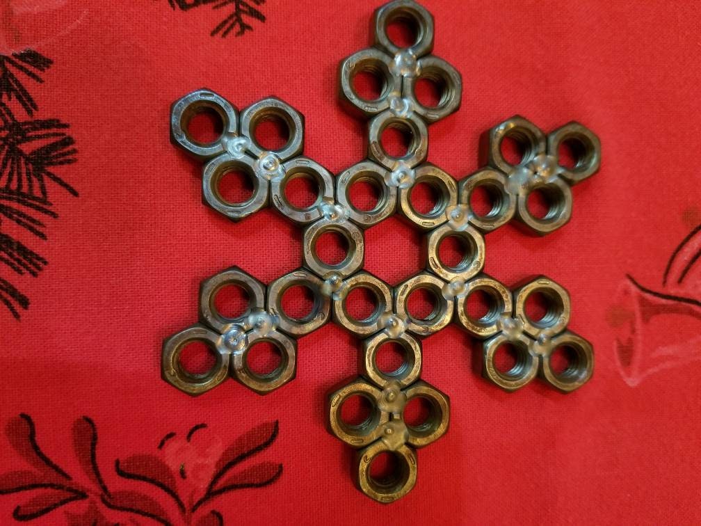 Snowflake Ornament Created of Hex Nuts Etsy