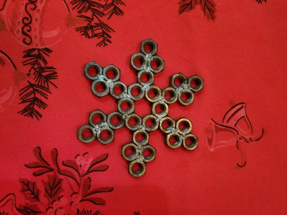 Snowflake Ornament Created of Hex Nuts Etsy