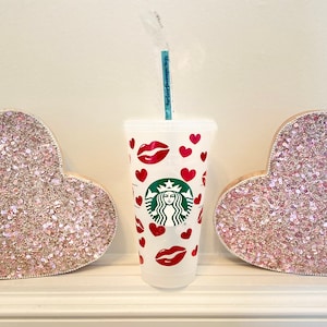 Valentine’s Day Starbucks Cup, Starbucks Cold Cup, Starbucks Tumbler, 24 oz Iced Coffee Cup, Personalized Starbucks Cup, Reusable Cup