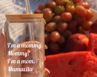I’m a mommy. Mommy? I’m a mom. Mamacita? Love Island Glass Cup, Love Island, Huda Mustafa, Huda Love Island, Reality TV gift, Love island s7