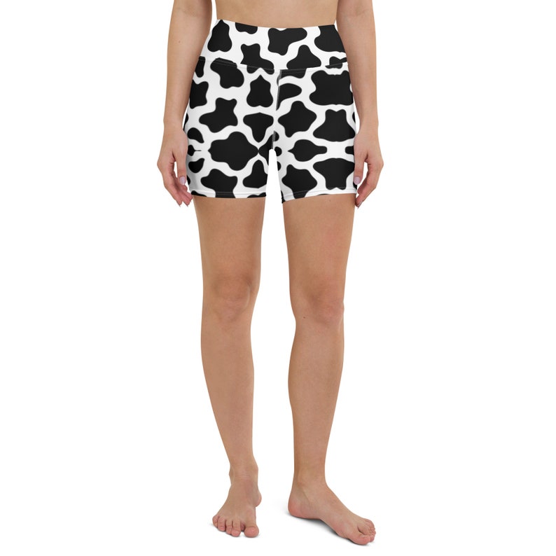 Cow Print Yoga Shorts, Animal Print Gym Shorts, Running Outfit, Pattern