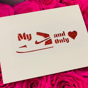 La mejor tarjeta de día de VALENTINE / aniversario para Sneaker Heads Air Jordan 1 (tarjeta única) Arte personalizable - 5.25 x 4 tarjeta