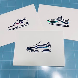 Pack AIR MAX DAY avec têtes de baskets - Cartes de voeux personnalisables d'anniversaire ou de Pâques pour les têtes de baskets - Taille carte : 5,25 x 4