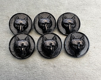 Fox buttons black glossy finish 20mm a set of 6