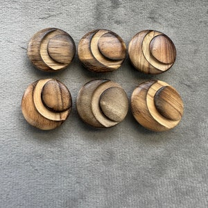 Wooden buttons semi circle design 22mm a set of 6