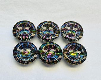 Iridescent Rainbow Buttons: 18mm Set of 6