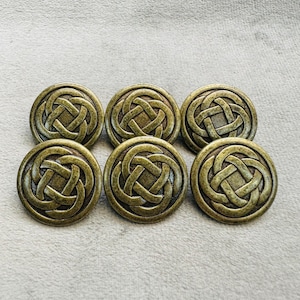 Celtic buttons metal aged gold effect by Dill 23mm a set of 6