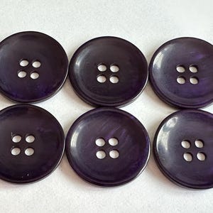 Midnight Blue Pearlized Buttons: 28mm Sew-Through, Set of 6