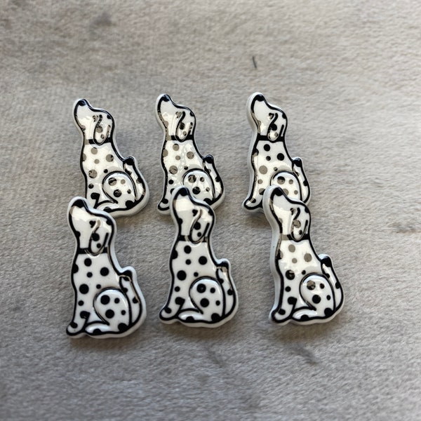 Dalmatian dog buttons white and black 12mm x 21mm a set of 6