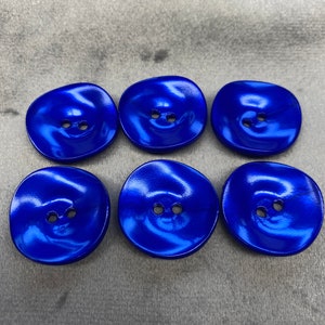 Glossy buttons royal blue satin finish  25mm a set of 6