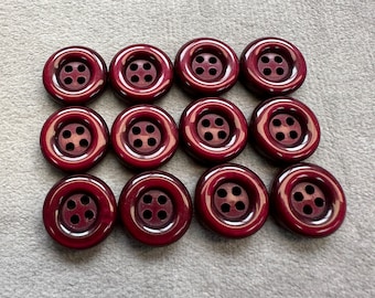 Burgundy buttons 13mm a set of 12