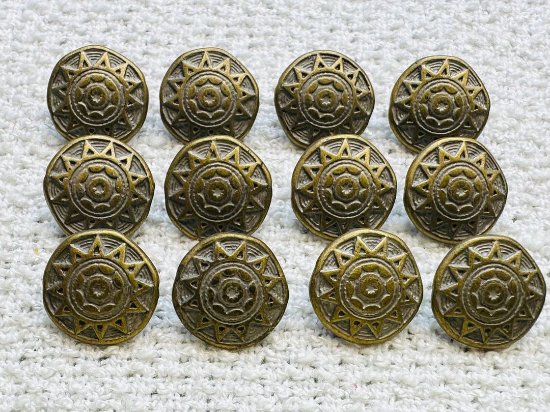 Gold Tone Metal Buttons 13mm – Aztec Sun Design – Set of 12 Blouse ...