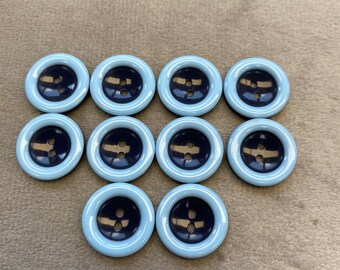 Lot De 12 Boutons Vintage Bleu Scintillant - Réf 6055, Pied 1.6 Cm, Occasion