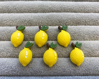 Lemon buttons yellow and green 13 x 20mm a set of 6