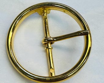 Gold-Tone Metal Belt Buckle: Circular Prong Buckle (40mm)