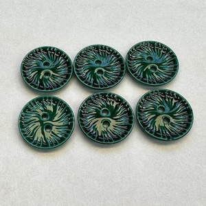 Deep green buttons 18mm textured design sold as a set of six buttons