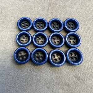 Botones nacarados azul marino diseño ahuecado 11 mm juego de 12