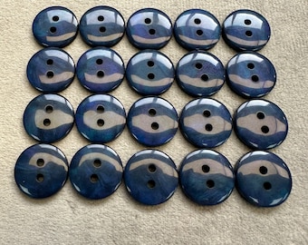 Navy buttons 15mm a set of 20 pearly iridescent finish