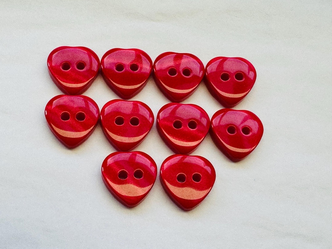 Red Heart Buttons 14mm Pearly Finish Sold as a Set of Ten Buttons - Etsy